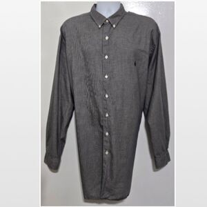 Ralph Lauren Shirt Mens 2XLT Long Sleeve Blue White Plaid Houndstooth Button